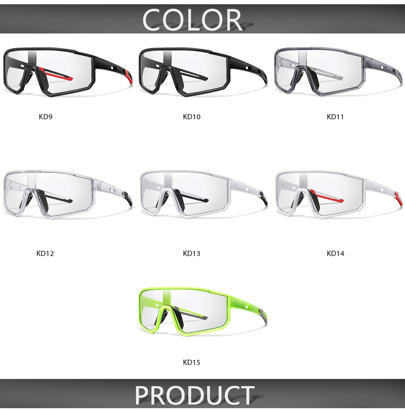 New Style Brand Photochromic Eyewear Men Women Bicycle MTB Bike Running Fishing Cycling Glasses Comfortable Windproof Goggles