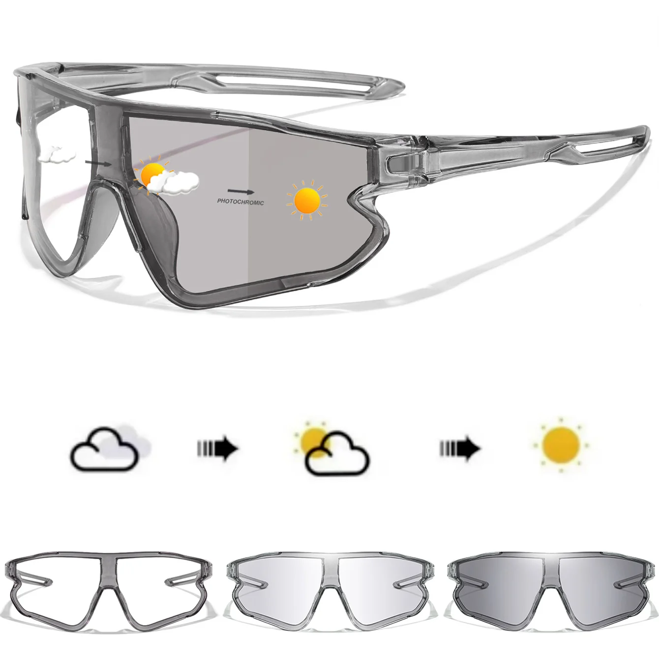 New Style Brand Photochromic Eyewear Men Women Bicycle MTB Bike Running Fishing Cycling Glasses Comfortable Windproof Goggles