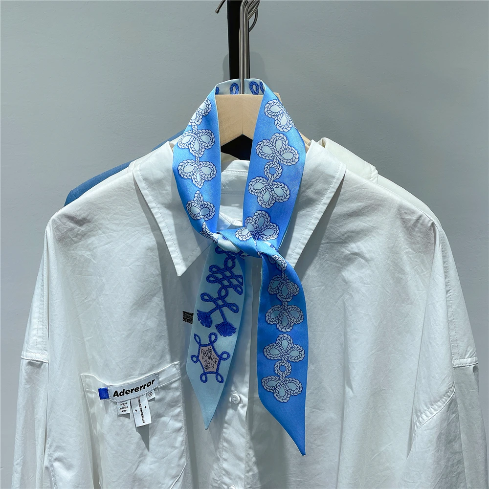 Knot Print Summer Scarf 2024 Luxury Brand Design Women Skinny Bag Scarves Hair Band Neck Silk Scarf For Ladies Foulard Headband