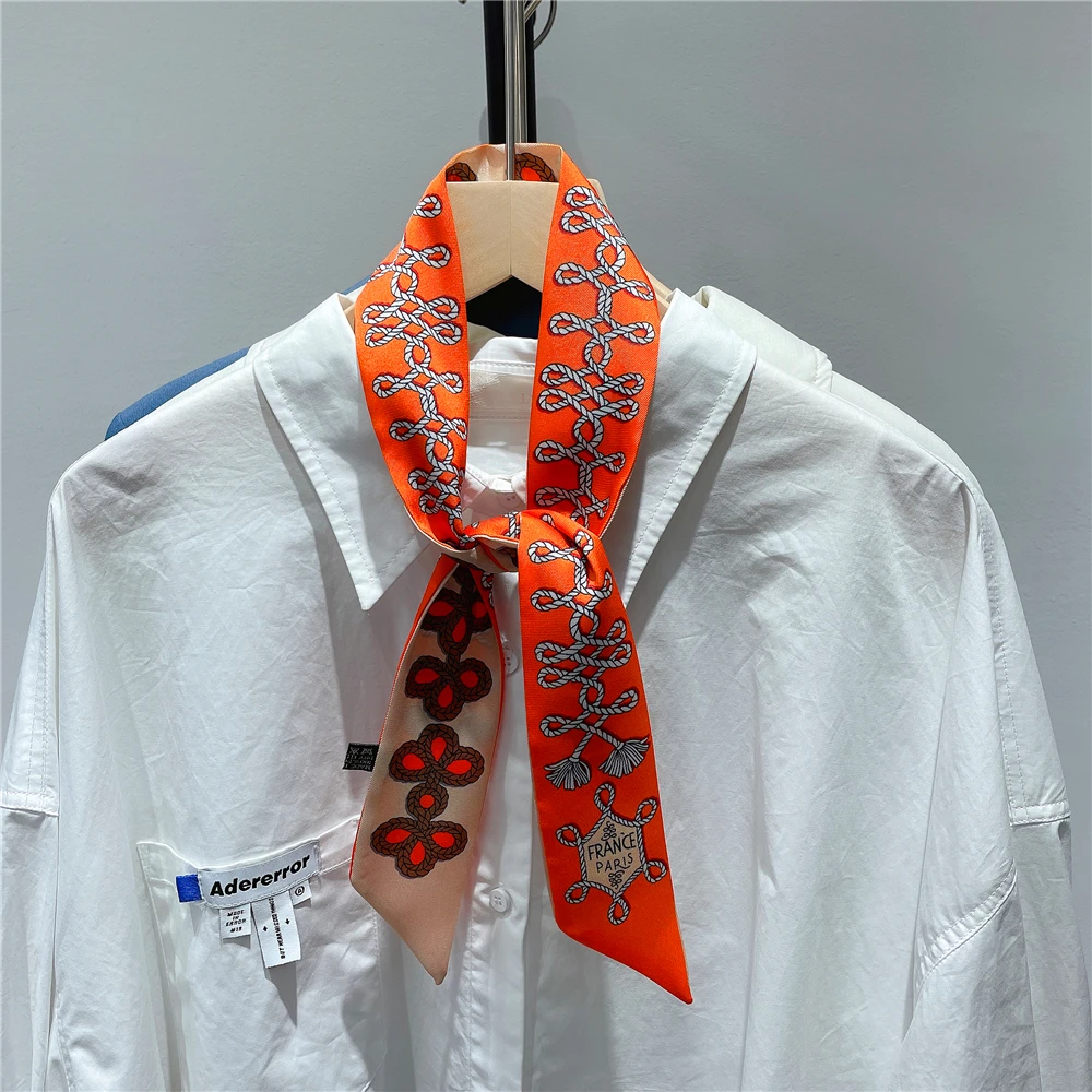 Knot Print Summer Scarf 2024 Luxury Brand Design Women Skinny Bag Scarves Hair Band Neck Silk Scarf For Ladies Foulard Headband
