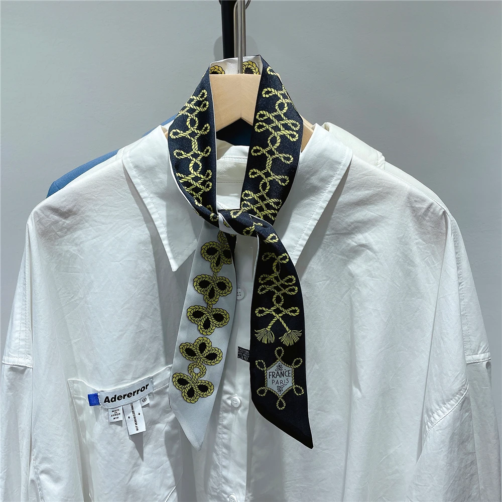 Knot Print Summer Scarf 2024 Luxury Brand Design Women Skinny Bag Scarves Hair Band Neck Silk Scarf For Ladies Foulard Headband