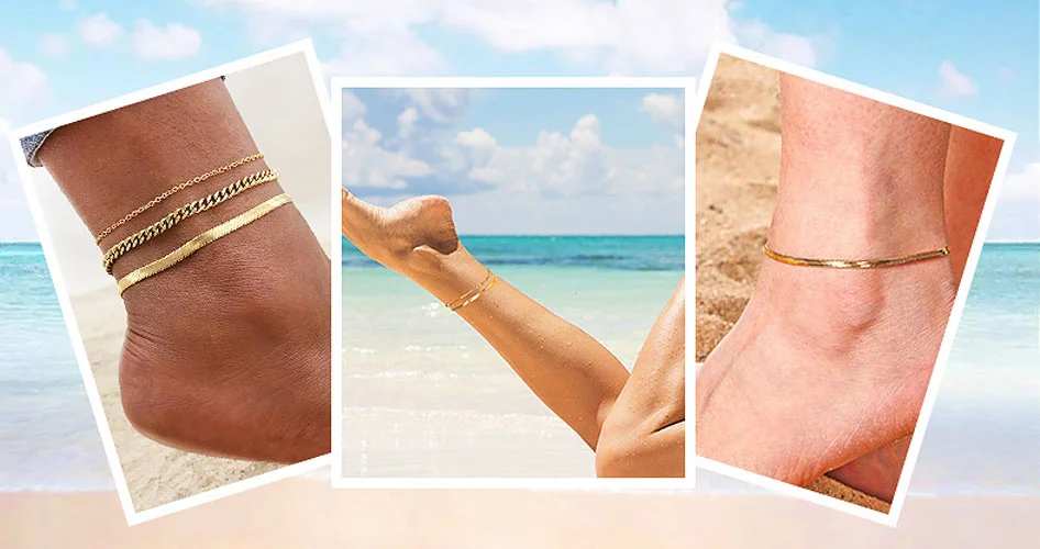 Snake Chain Anklet for Women Girls Adjustable Summer Beach Chain Anklet Bracelet Mother's Day Gifts Stainless Steel Not Allergic