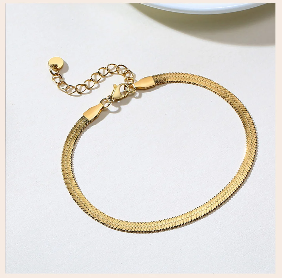 Snake Chain Anklet for Women Girls Adjustable Summer Beach Chain Anklet Bracelet Mother's Day Gifts Stainless Steel Not Allergic