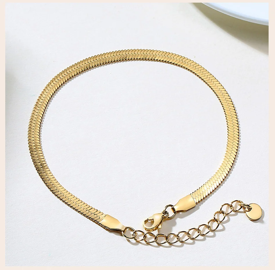 Snake Chain Anklet for Women Girls Adjustable Summer Beach Chain Anklet Bracelet Mother's Day Gifts Stainless Steel Not Allergic