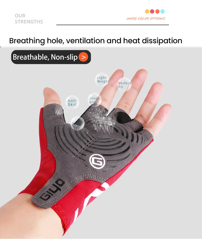 Giyo Half-finger Gloves Anti-slip Bicycle Mitten Fabric Men's Cycling Fingerless Gloves MTB Road Bike Summer Short Gloves