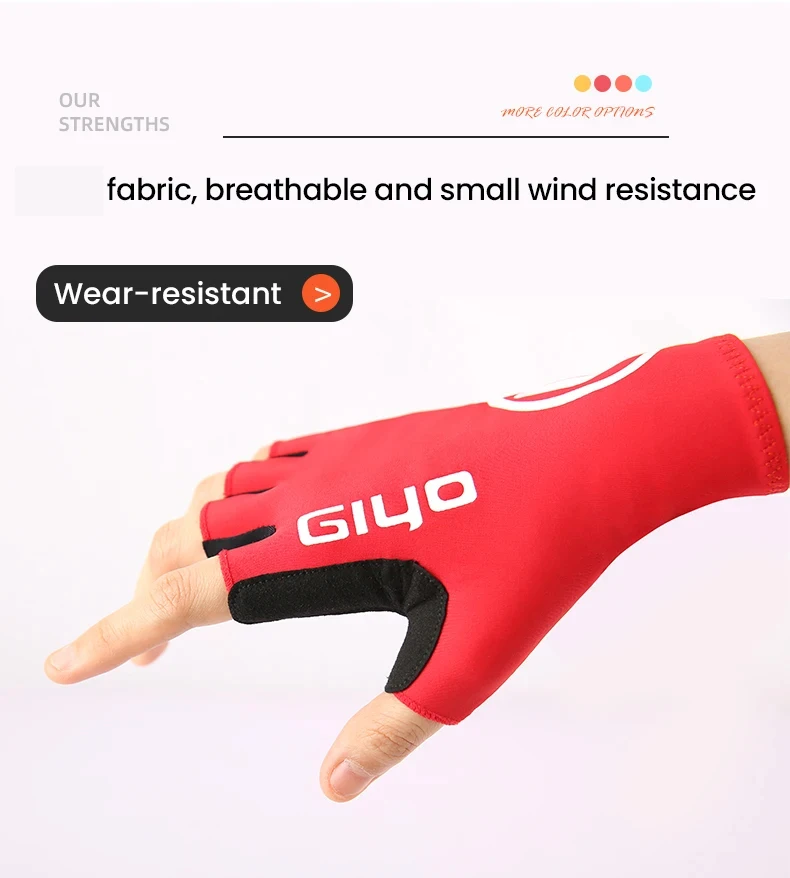 Giyo Half-finger Gloves Anti-slip Bicycle Mitten Fabric Men's Cycling Fingerless Gloves MTB Road Bike Summer Short Gloves