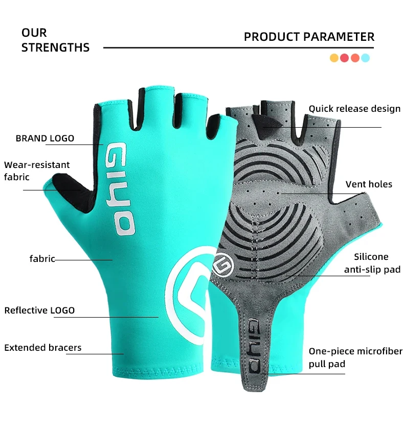 Giyo Half-finger Gloves Anti-slip Bicycle Mitten Fabric Men's Cycling Fingerless Gloves MTB Road Bike Summer Short Gloves