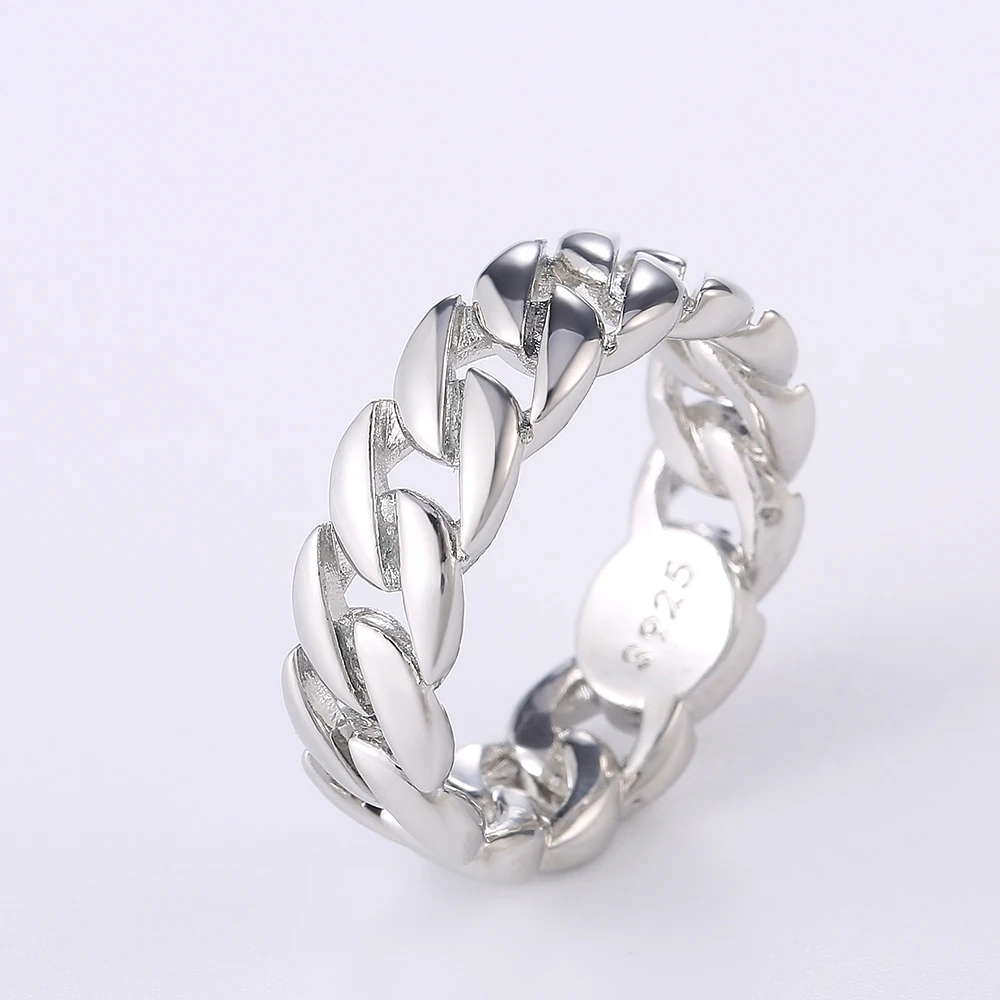 Huitan Metallic Chain Rings Men and Women Simple Design Hip Hop Party Cool Accessories Versatile Punk Style Jewelry Couple Rings