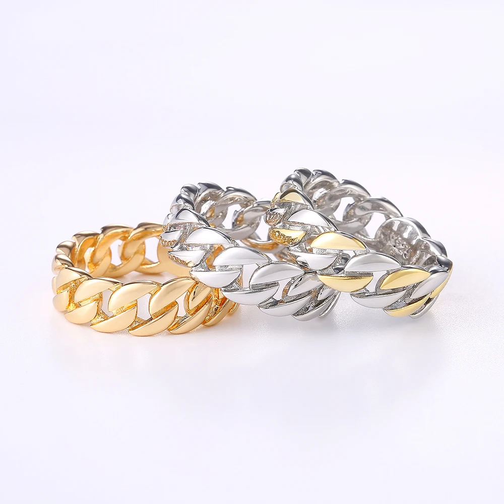 Huitan Metallic Chain Rings Men and Women Simple Design Hip Hop Party Cool Accessories Versatile Punk Style Jewelry Couple Rings