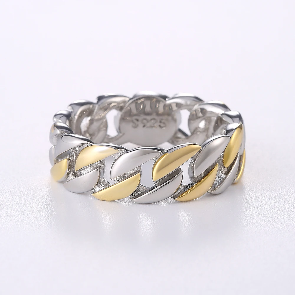 Huitan Metallic Chain Rings Men and Women Simple Design Hip Hop Party Cool Accessories Versatile Punk Style Jewelry Couple Rings