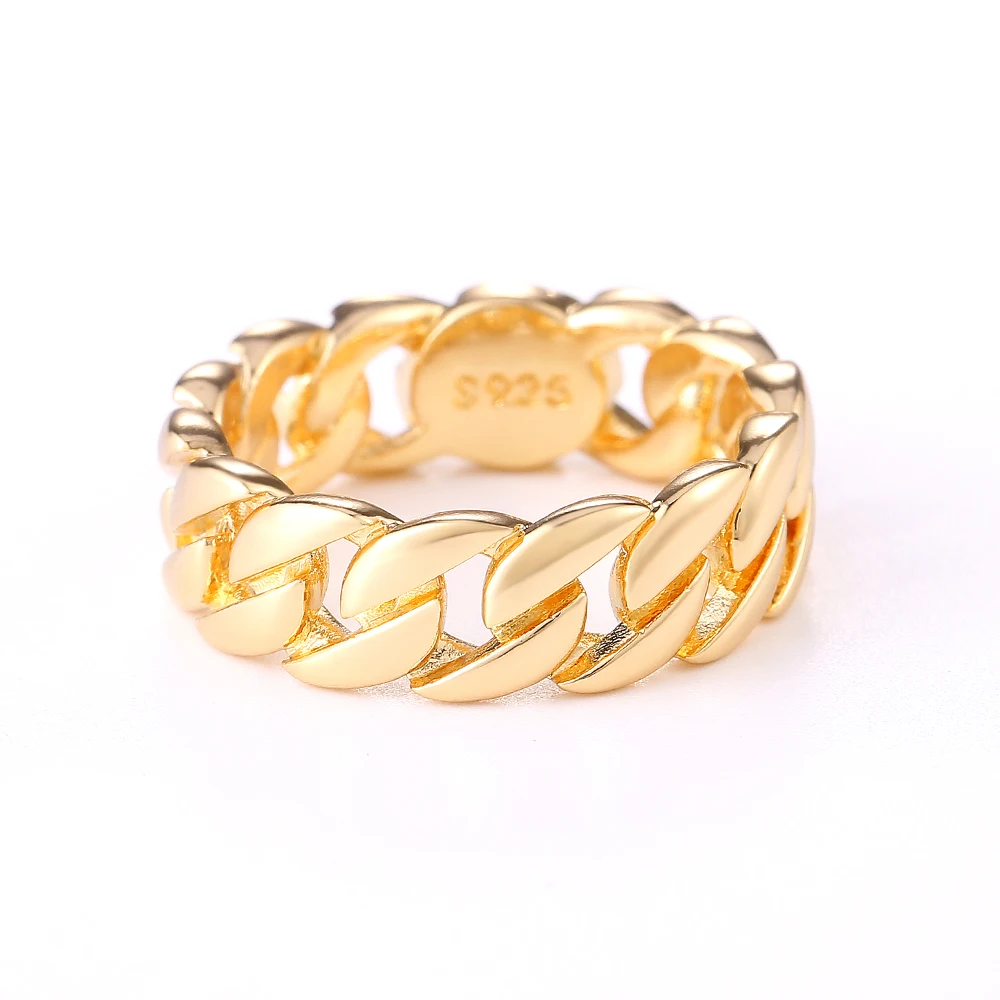 Huitan Metallic Chain Rings Men and Women Simple Design Hip Hop Party Cool Accessories Versatile Punk Style Jewelry Couple Rings