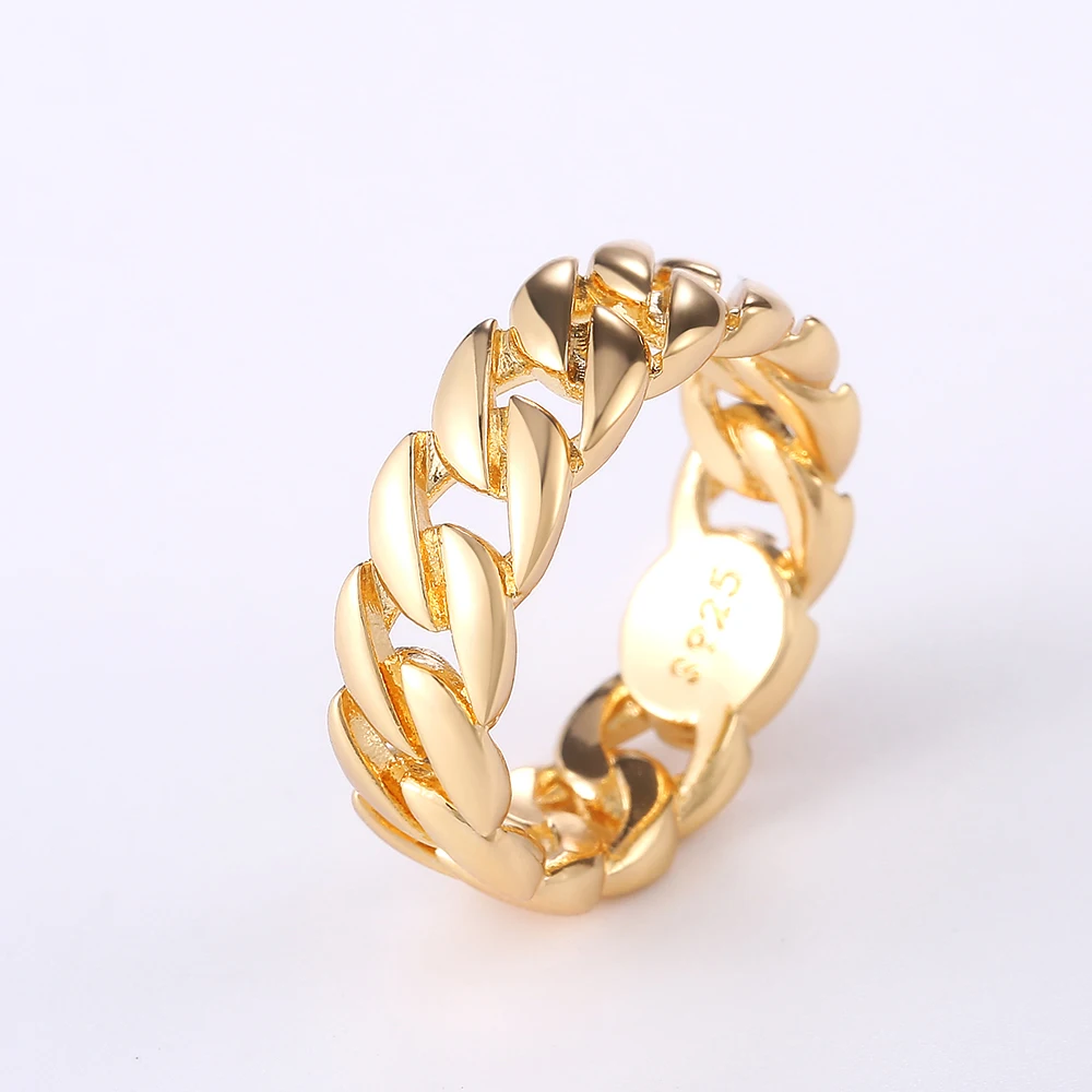 Huitan Metallic Chain Rings Men and Women Simple Design Hip Hop Party Cool Accessories Versatile Punk Style Jewelry Couple Rings