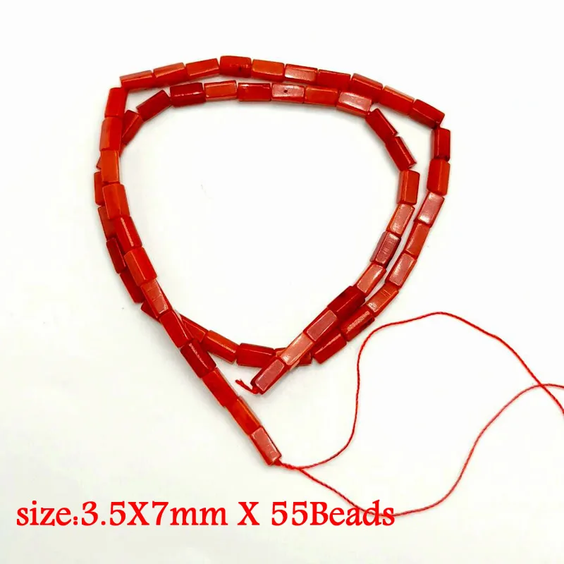 Natural Stone Red Coral Beads Irregularity Geometry Round Square Shape Spacer Beads For Jewelry Making DIY Bracelet Necklace