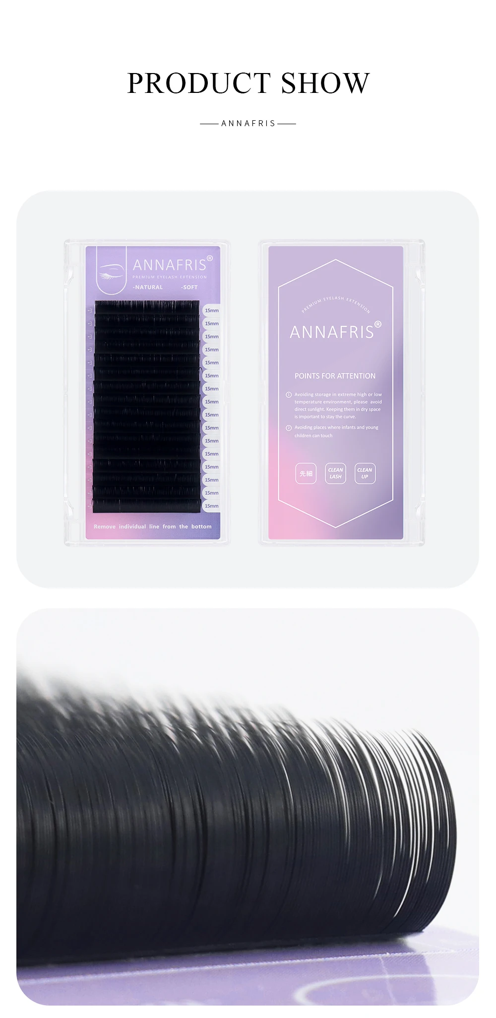 ANNAFRIS 16Rows C D DD Curl Individual Faux Mink Matte Eyelashes Extension Natural Soft Premium Classic Volume Lashes Maquiagem
