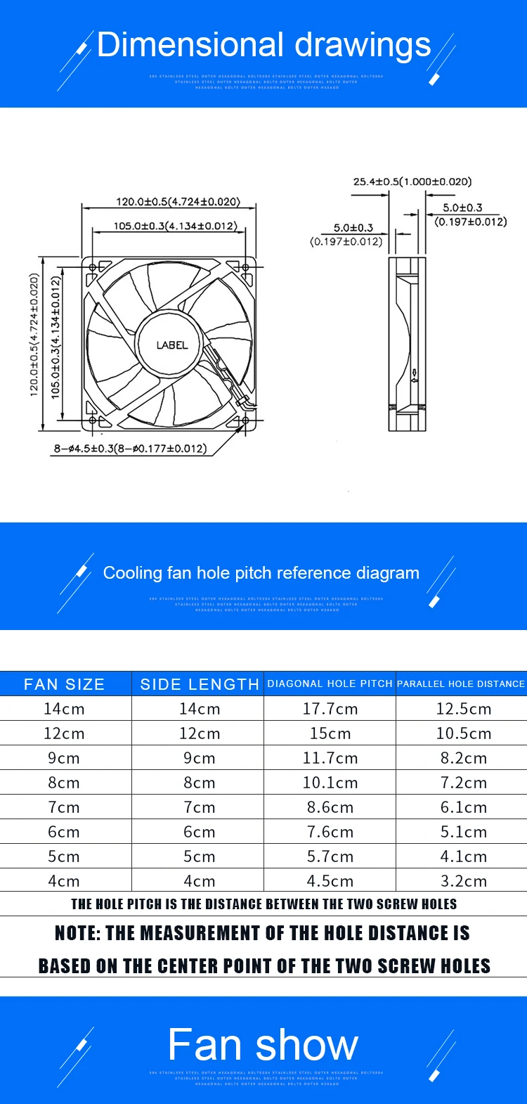 ACP12025 12cm 120mm Fan 120x120x25mm DC5V 12V 24V 2Pin Cooling Fan Suitable for Chassis Power Inverter