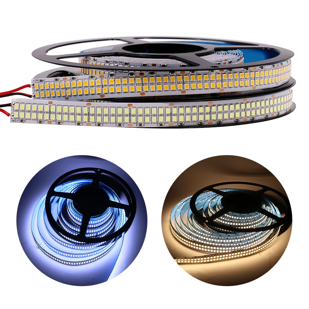 12V 24V 2835 LED Strip 5m 10m 15m 20m Tape Light Ribbon 60/120/240/480 LED Natural White / Warm White / Cold White Home Decor