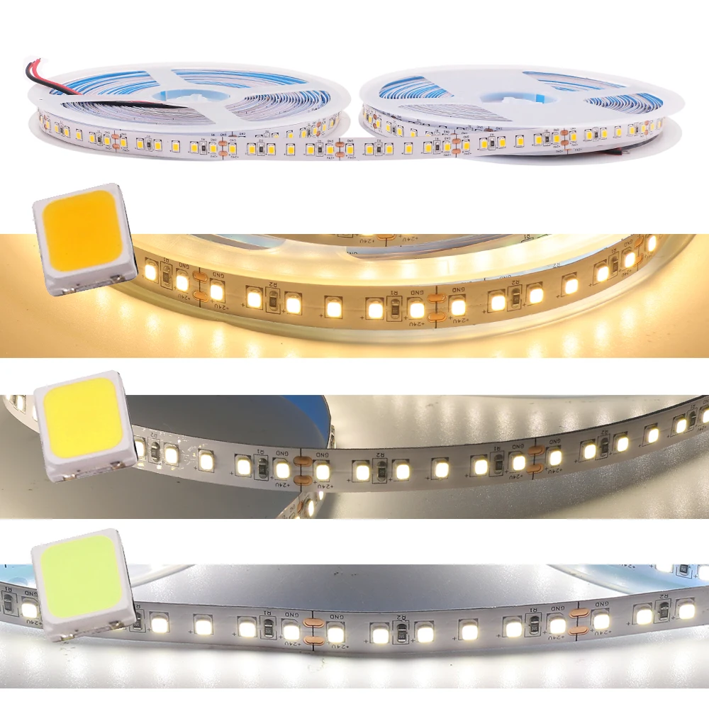 12V 24V 2835 LED Strip 5m 10m 15m 20m Tape Light Ribbon 60/120/240/480 LED Natural White / Warm White / Cold White Home Decor
