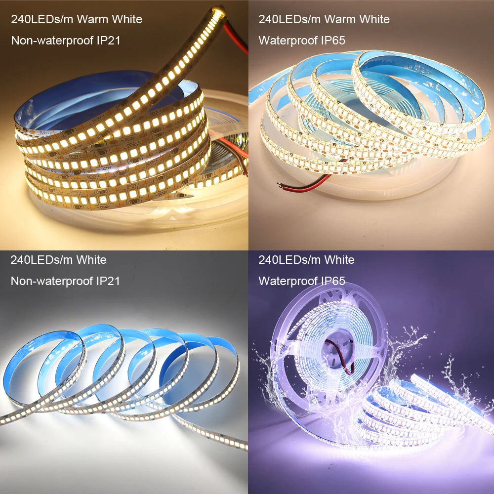 12V 24V 2835 LED Strip 5m 10m 15m 20m Tape Light Ribbon 60/120/240/480 LED Natural White / Warm White / Cold White Home Decor