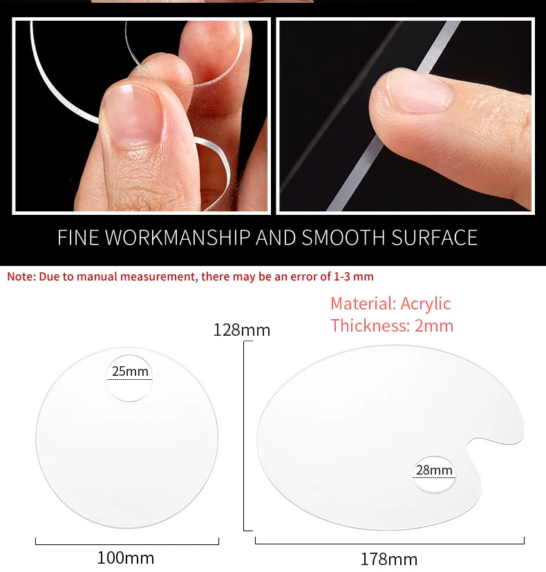 Transparent Acrylic Palette Mixing Rod Makeup Painting Nail Polish Mixed Tools Set