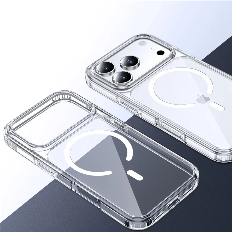 Luxury Clear Shockproof for Magsafe Magnetic Case For iPhone 17 Air 17Pro 17 Pro Max Wireless Charging Shockproof Hard PC Cover
