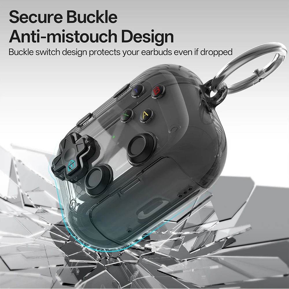 Hard Shell Game Console Design for AirPods Pro 3 2 1 4 5 Case Cover with Secure Lock Clip Protective Cover Headphone Accessories