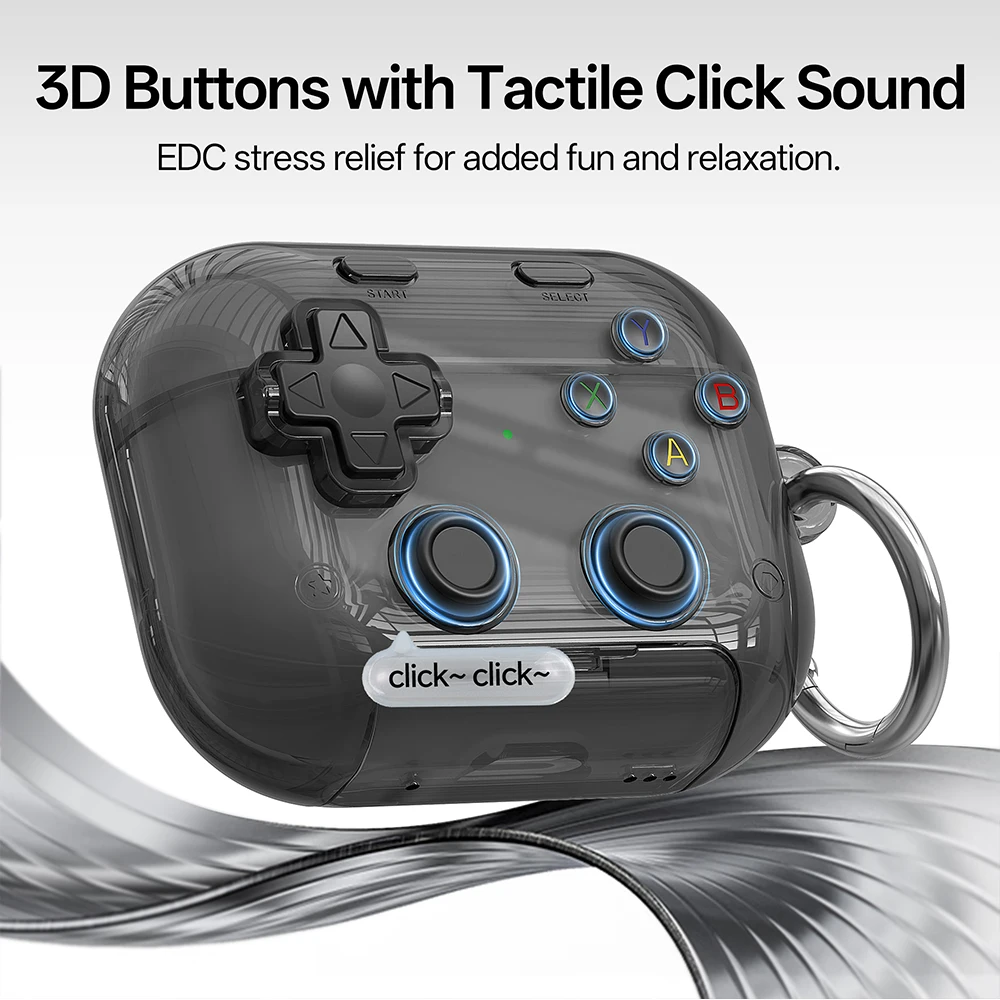 Hard Shell Game Console Design for AirPods Pro 3 2 1 4 5 Case Cover with Secure Lock Clip Protective Cover Headphone Accessories