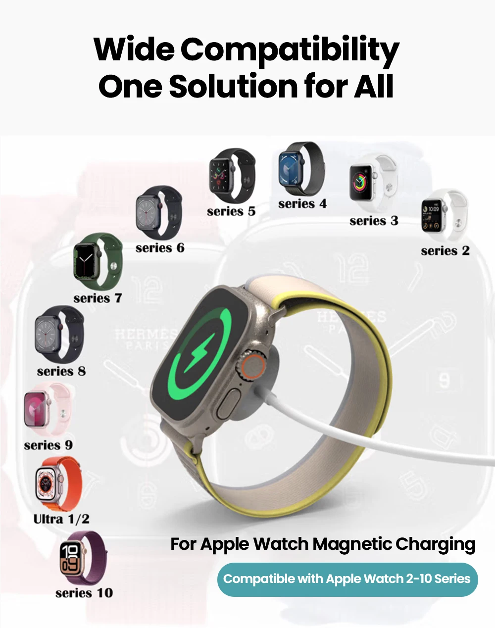 Magnetic Wireless Watch Charger Cable For ios Watch 11 10 9 8 7 6 5 4 3 2 Series SE Ultra 1/2 USB Type C Charging iWatch Charger