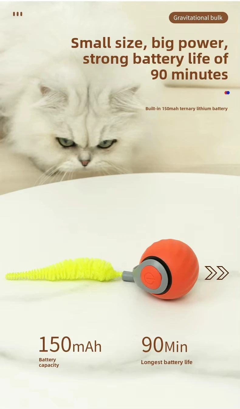 New Speedy Tail 2.0 Cat Toy Speedy Tail Cat Toy Interactive Cat Ball Toy Smart Cat Toys Ball Two Speed Adjustment with Tail
