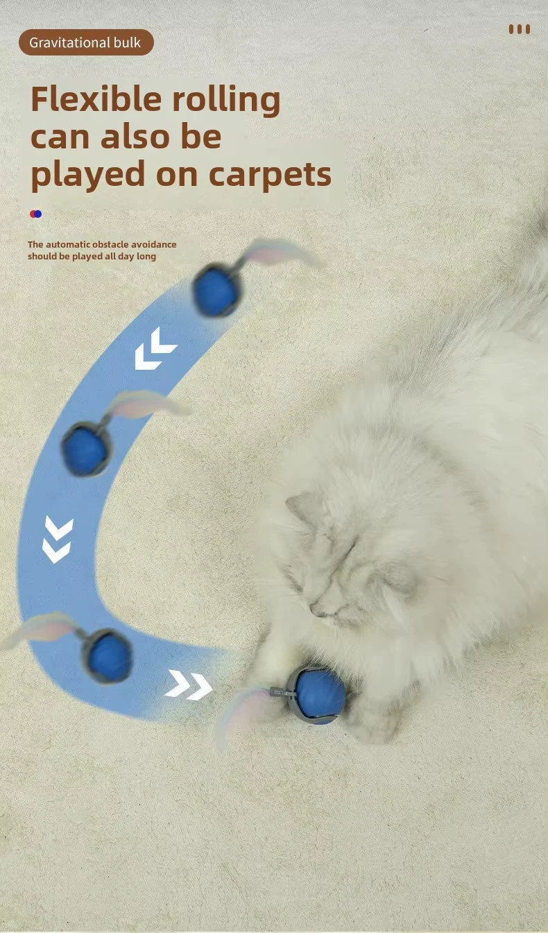New Speedy Tail 2.0 Cat Toy Speedy Tail Cat Toy Interactive Cat Ball Toy Smart Cat Toys Ball Two Speed Adjustment with Tail