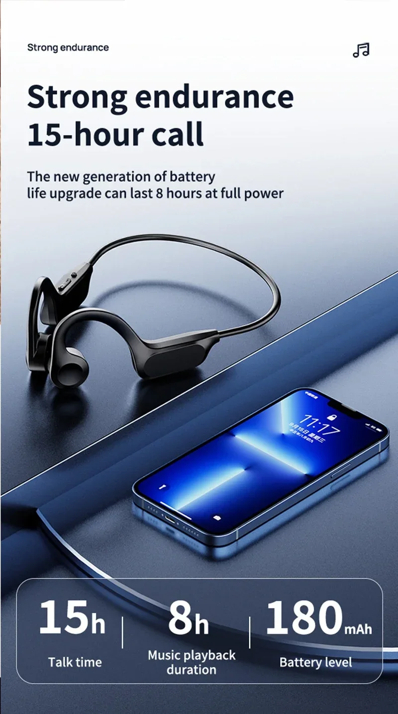 X7 Wireless Earphone Bone Conduction Sport Swimming Bluetooth Compatible Earphones Hand-free With Mic For Sports Earbud New 2026