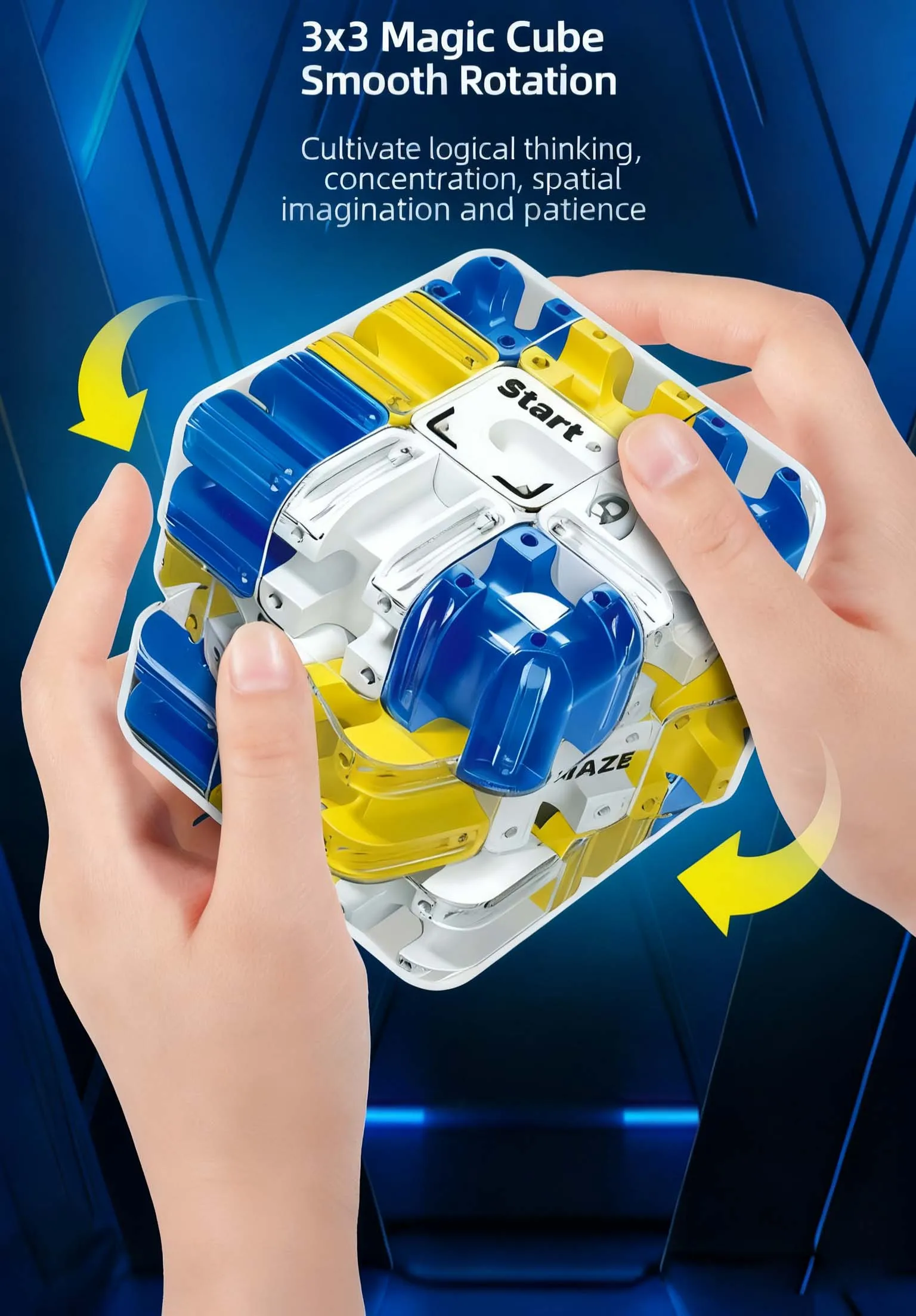 3D Puzzle Ball-Rolling Magic Cube Maze Children Labyrinth Fidgeting Toy Logical Thinking Stress Relief Educational Birthday Gift