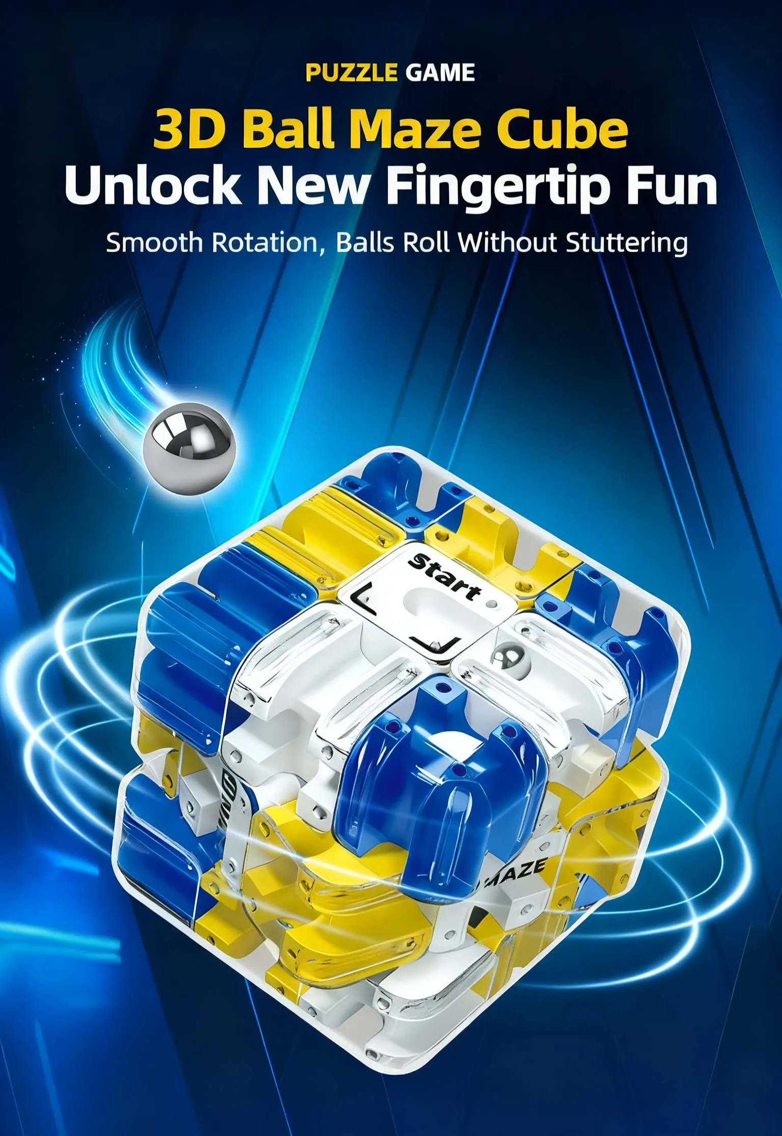 3D Puzzle Ball-Rolling Magic Cube Maze Children Labyrinth Fidgeting Toy Logical Thinking Stress Relief Educational Birthday Gift