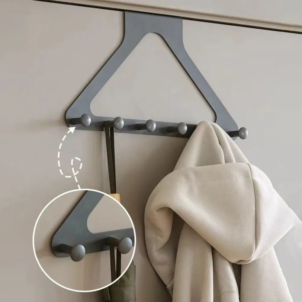 Over The Door Hook with 6 Coat Hooks Door Hanger for Bathroom Towel Rack Cap Holder Over The Door Organizers Home Organization