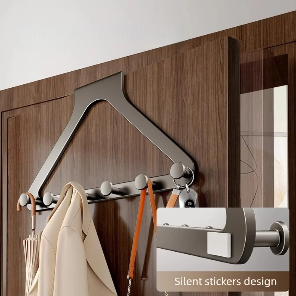 Over The Door Hook with 6 Coat Hooks Door Hanger for Bathroom Towel Rack Cap Holder Over The Door Organizers Home Organization