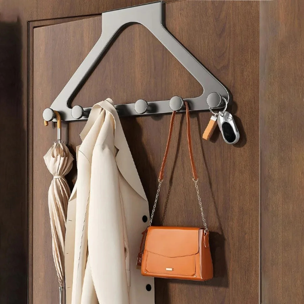 Over The Door Hook with 6 Coat Hooks Door Hanger for Bathroom Towel Rack Cap Holder Over The Door Organizers Home Organization