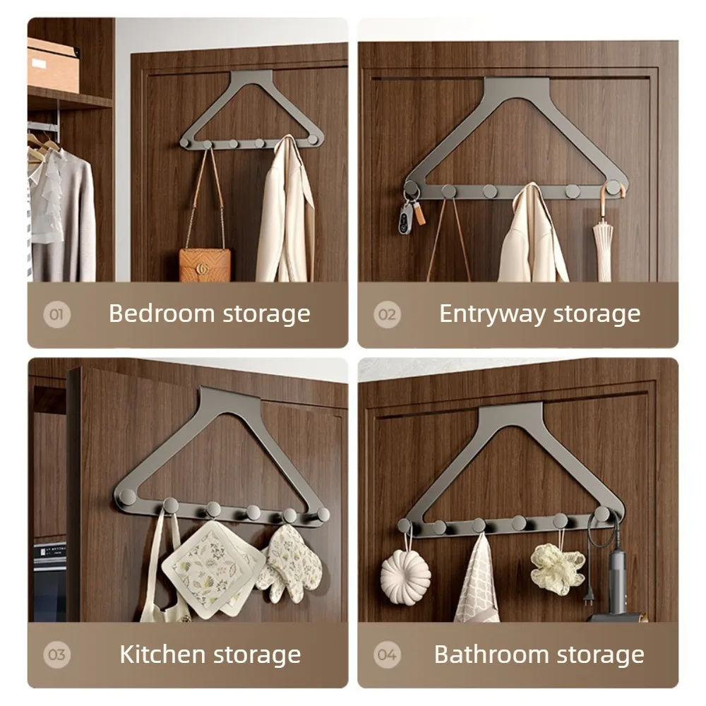 Over The Door Hook with 6 Coat Hooks Door Hanger for Bathroom Towel Rack Cap Holder Over The Door Organizers Home Organization