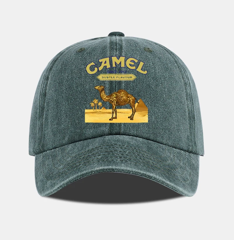 Vintage “Camel” Desert Scene Print Washed Baseball Cap - Adjustable Unisex Vintage Cap for Outdoor Hiking and Mountaineering