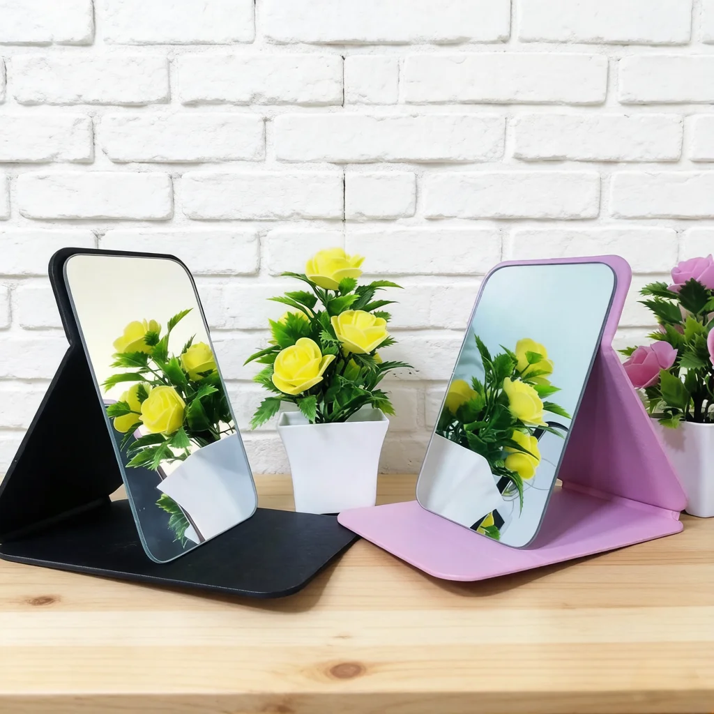 Compact Portable Foldable Makeup Mirror Travel-Friendly Stylish Desktop Tool for Students Boys & Girls