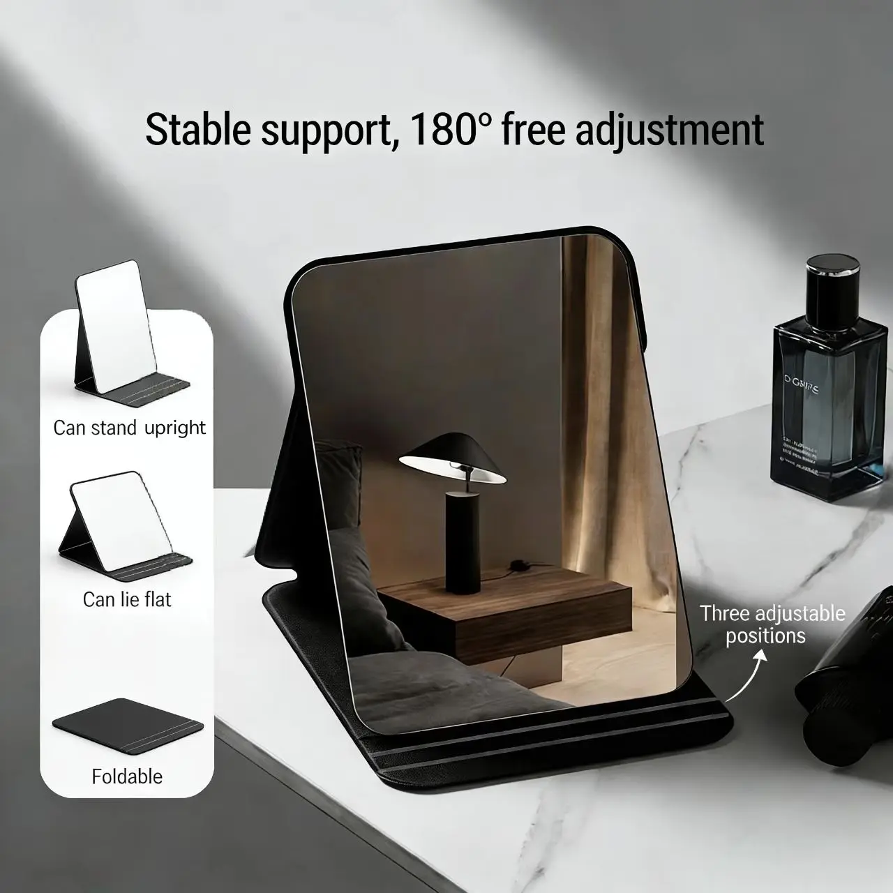 Compact Portable Foldable Makeup Mirror Travel-Friendly Stylish Desktop Tool for Students Boys & Girls