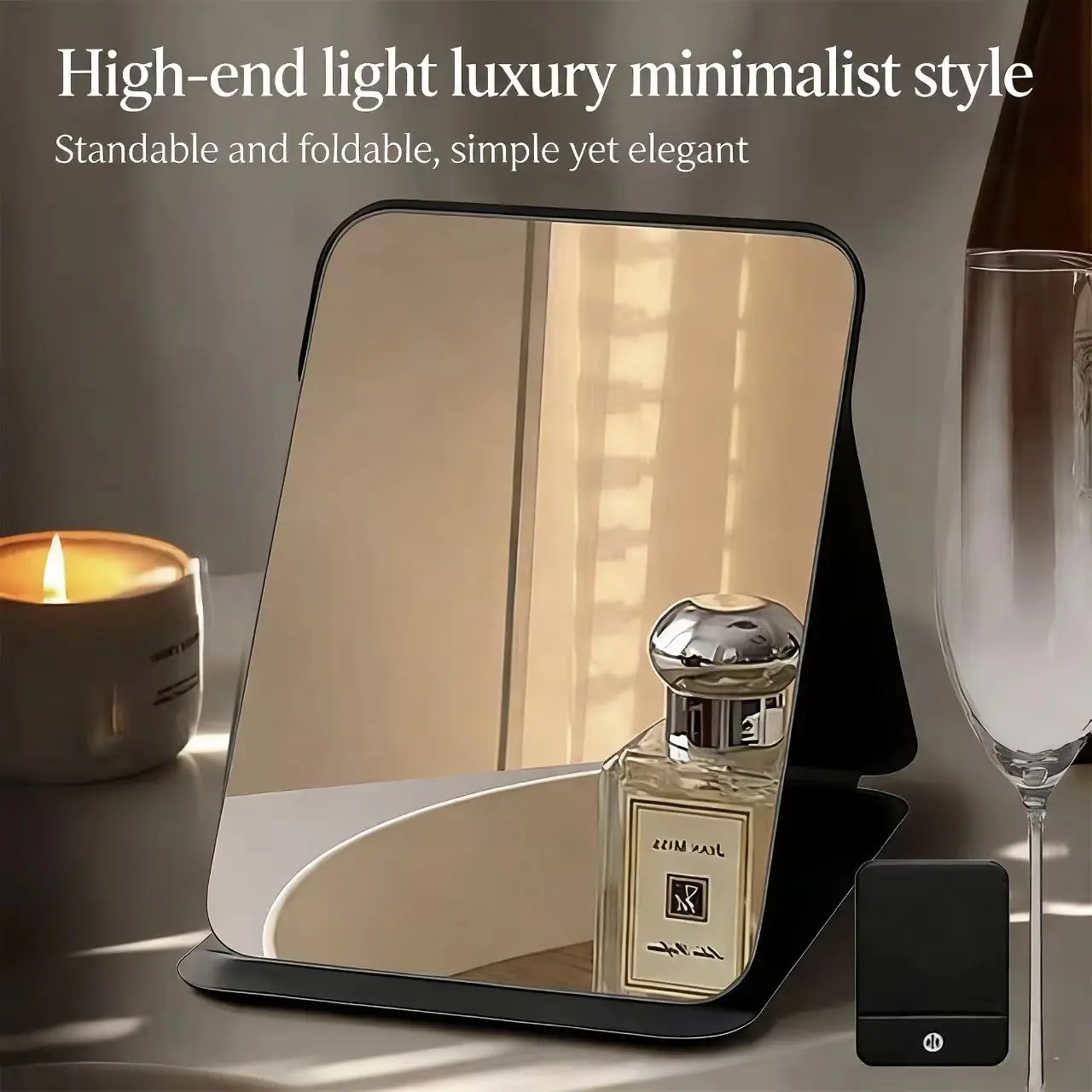 Compact Portable Foldable Makeup Mirror Travel-Friendly Stylish Desktop Tool for Students Boys & Girls