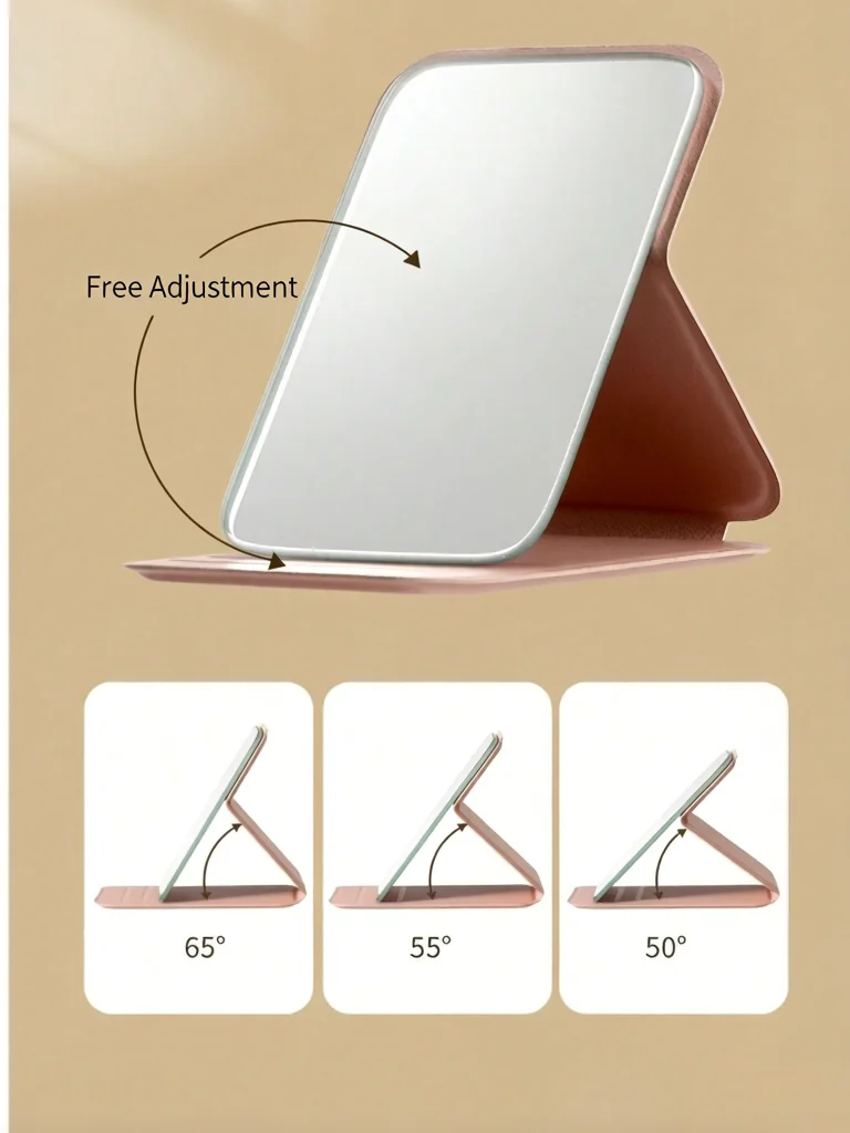 Compact Portable Foldable Makeup Mirror Travel-Friendly Stylish Desktop Tool for Students Boys & Girls