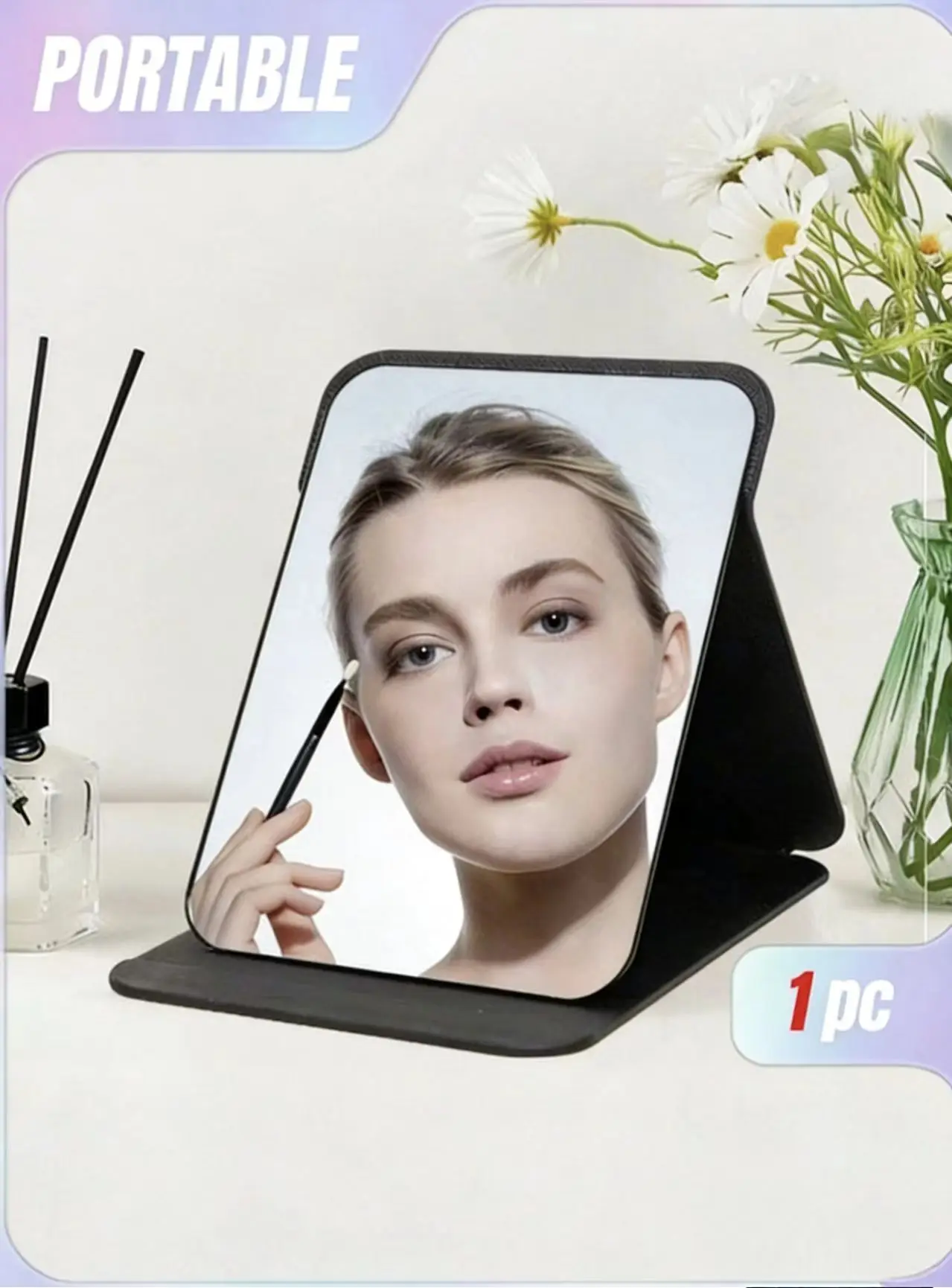 Compact Portable Foldable Makeup Mirror Travel-Friendly Stylish Desktop Tool for Students Boys & Girls