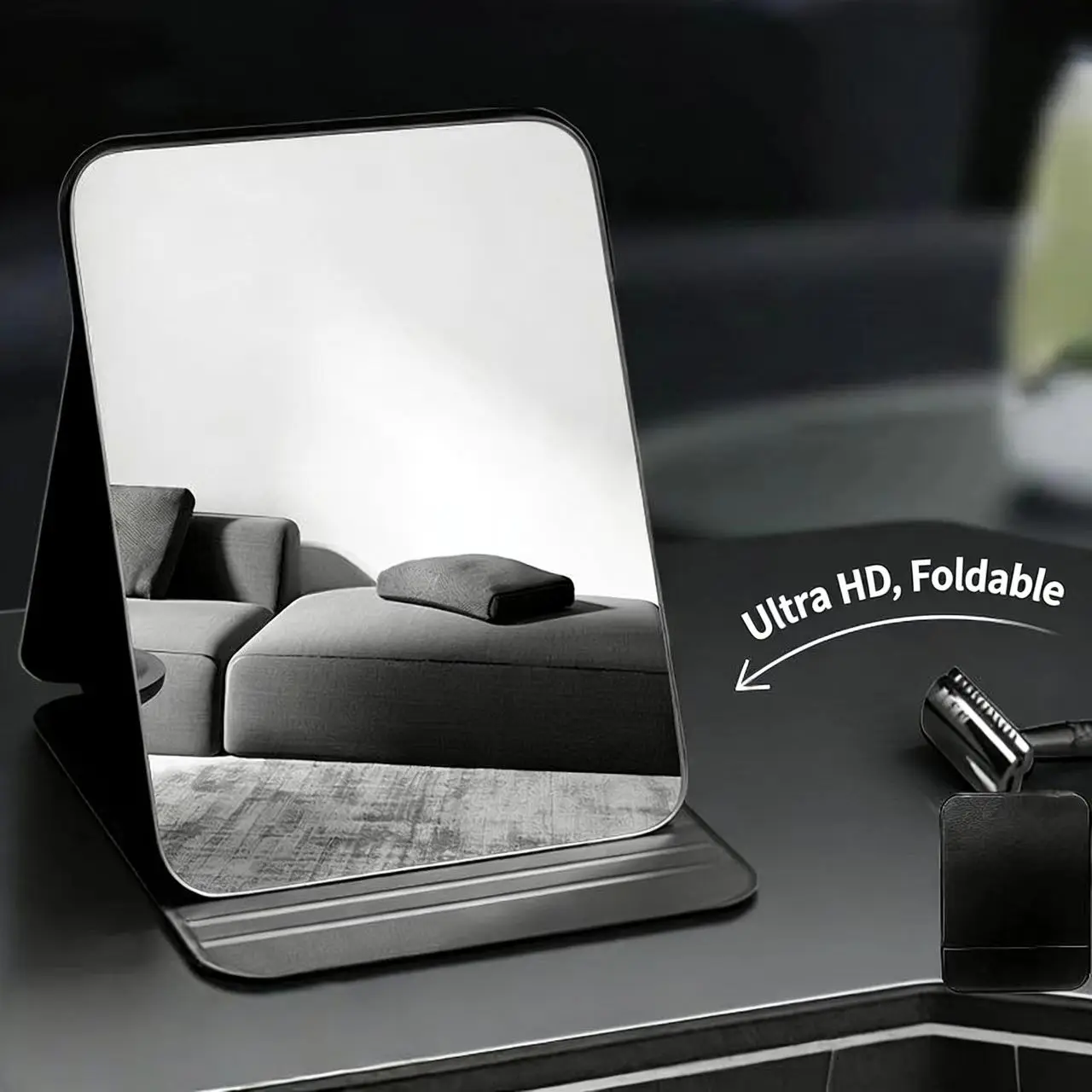 Compact Portable Foldable Makeup Mirror Travel-Friendly Stylish Desktop Tool for Students Boys & Girls