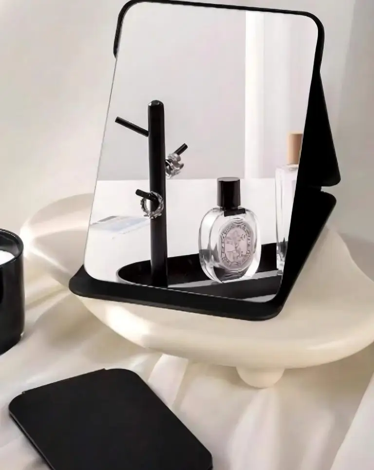 Compact Portable Foldable Makeup Mirror Travel-Friendly Stylish Desktop Tool for Students Boys & Girls