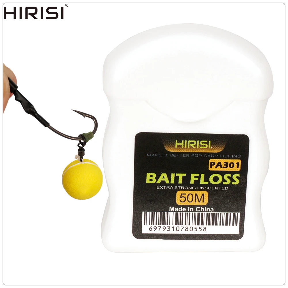 Hirisi 1Pcs 50m Carp Fishing Bait Floss Grips Boilies Holder for Chod Hair Ronnie Rig Method Feeder Terminal Tackle Accessories
