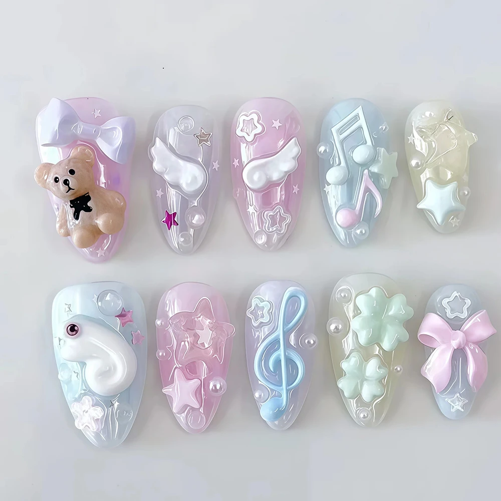 Cute Wings Nail Art Silicone Mold 3D Angel Wings Design Molds Reusable Clear Manicure Template DIY Charms Gel Wings Wedding