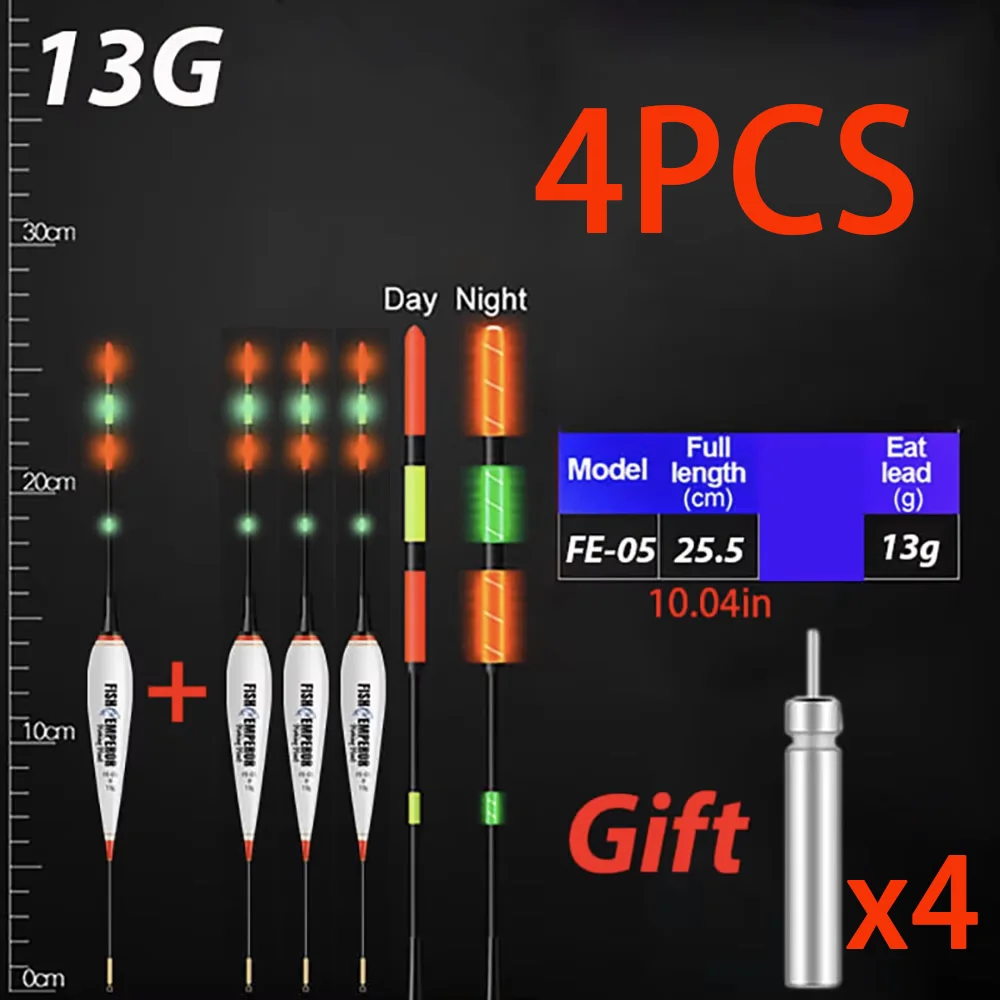 4Pcs/Lot Summer Fishing LED Night Luminous Electronic Float BuoyLarge Buoyancy 3g-13g With CR425 Battery 2026 Fishing Tackle