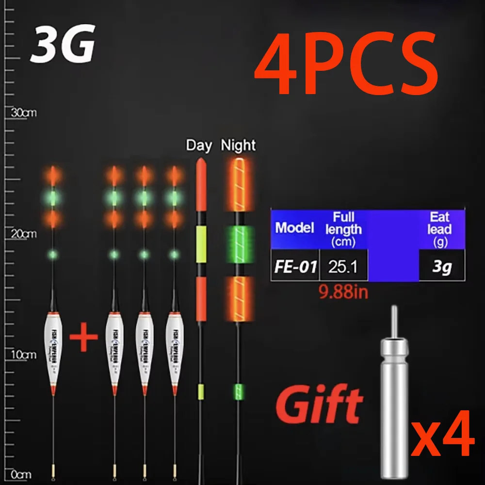 4Pcs/Lot Summer Fishing LED Night Luminous Electronic Float BuoyLarge Buoyancy 3g-13g With CR425 Battery 2026 Fishing Tackle