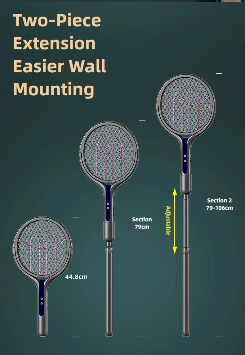 TINSOL Telescopic Rotating Head Electric Mosquito Swatter Rechargeable Electric Mosquito Swatter, Indoor/Outdoor Mosquito Killer