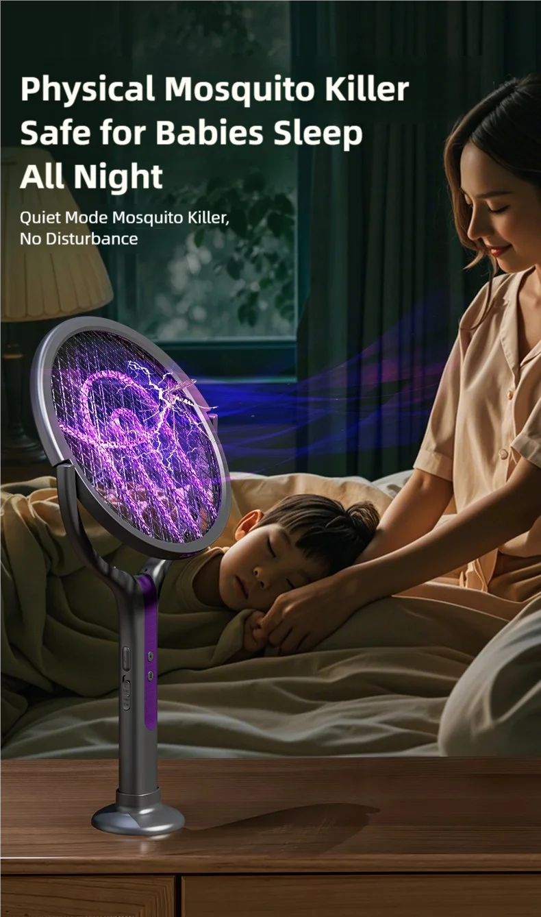 TINSOL Telescopic Rotating Head Electric Mosquito Swatter Rechargeable Electric Mosquito Swatter, Indoor/Outdoor Mosquito Killer